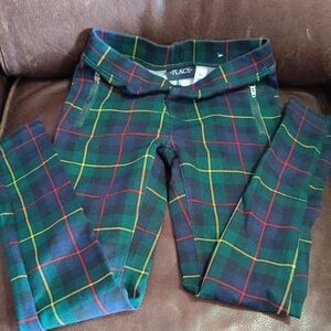 Place Multicolor Plaid Pants with Zipper Accents